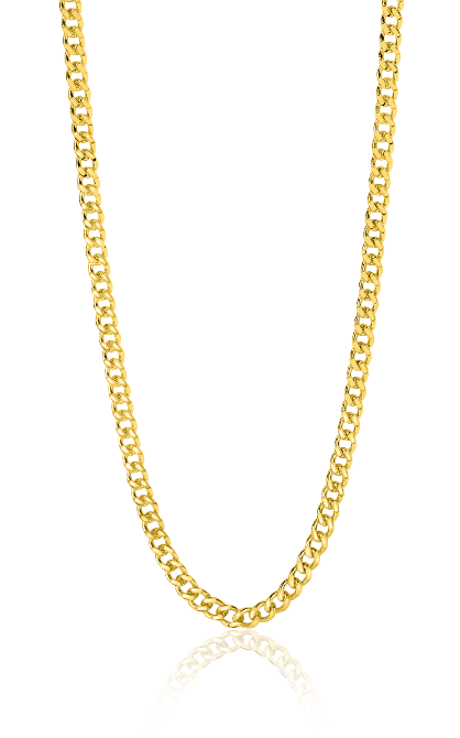 Halskette aus Gold mit flachen Gliedern und glänzender Oberfläche