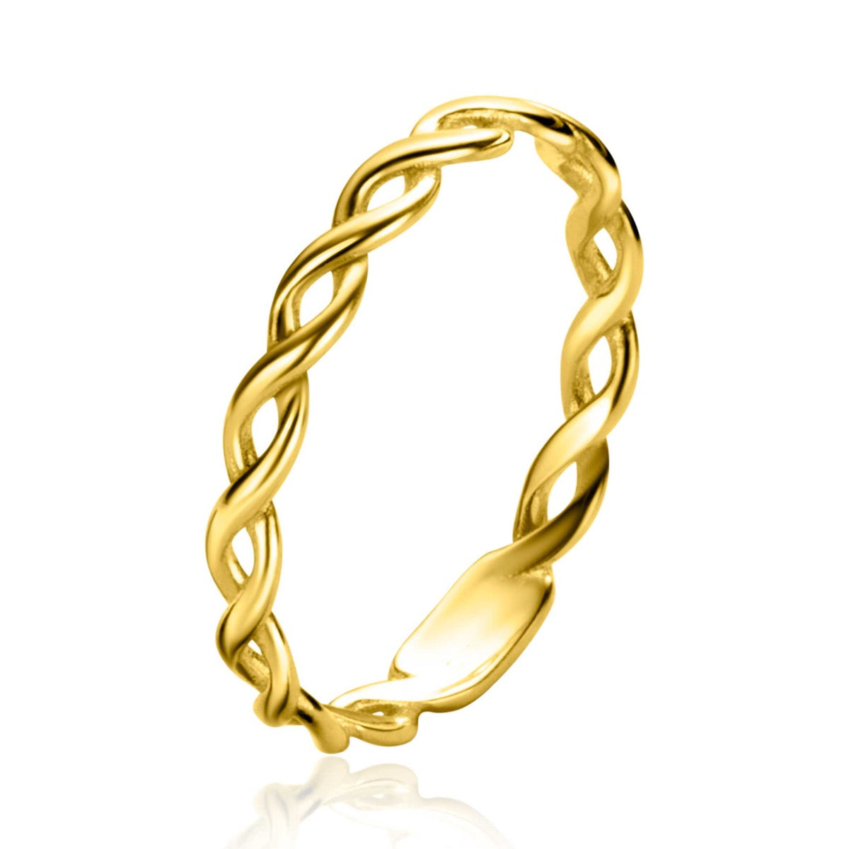 Ring aus Gold mit gedrehter Form und glatter Oberfläche