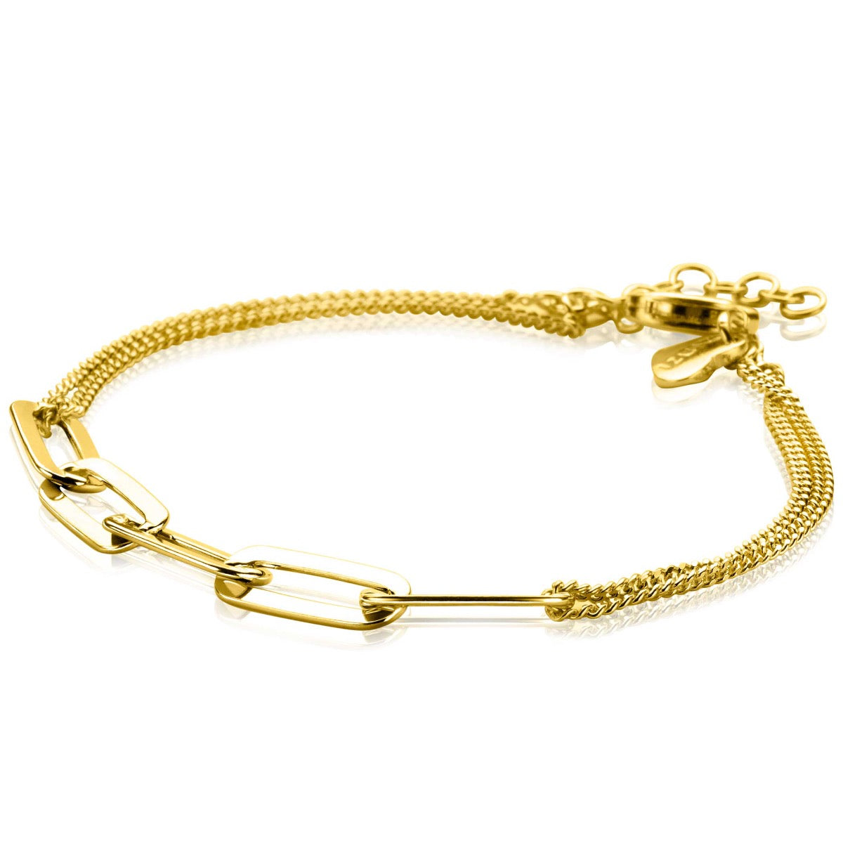 Armband aus vergoldetem Metall mit Glieder- und Mesh-Design in Goldfarbe