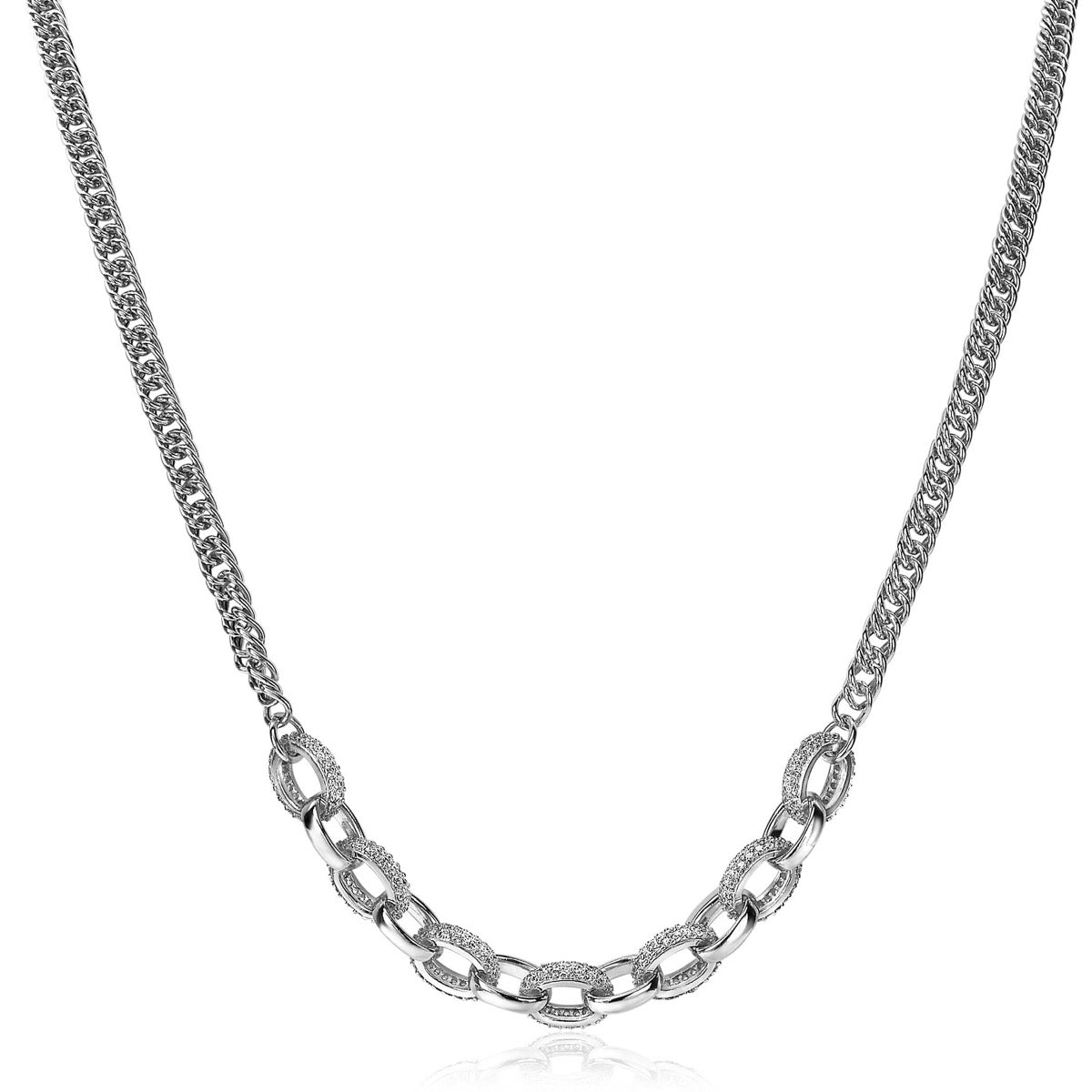 Halskette aus Silber mit abwechselnden glatten und strukturierten Gliedern