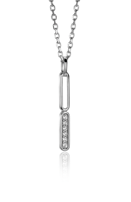 Kette aus Silber mit länglichem Anhänger, besetzt mit kleinen, funkelnden Steinen