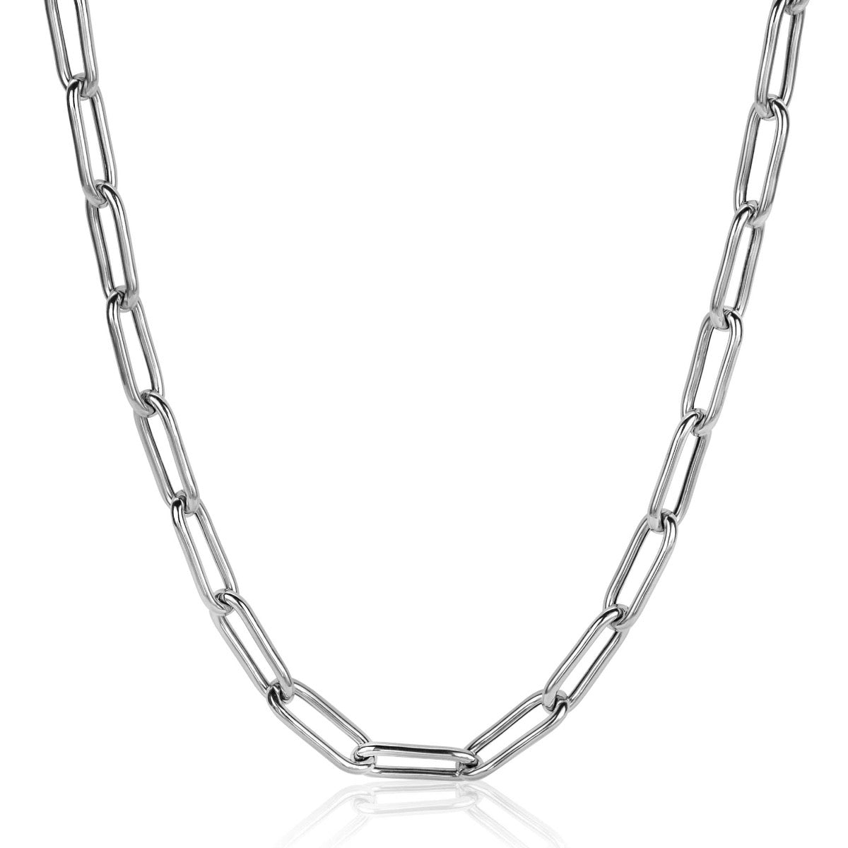 Kette aus Silber mit ovalen Gliedern in länglicher Form