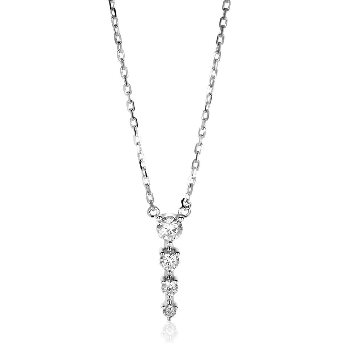 Kette aus Silber mit hängendem Anhänger und mehreren klaren Edelsteinen
