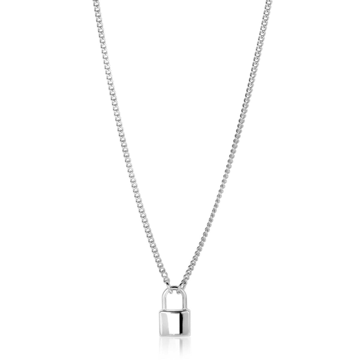Kette aus Silber mit einem Anhänger in Form eines Schlosses