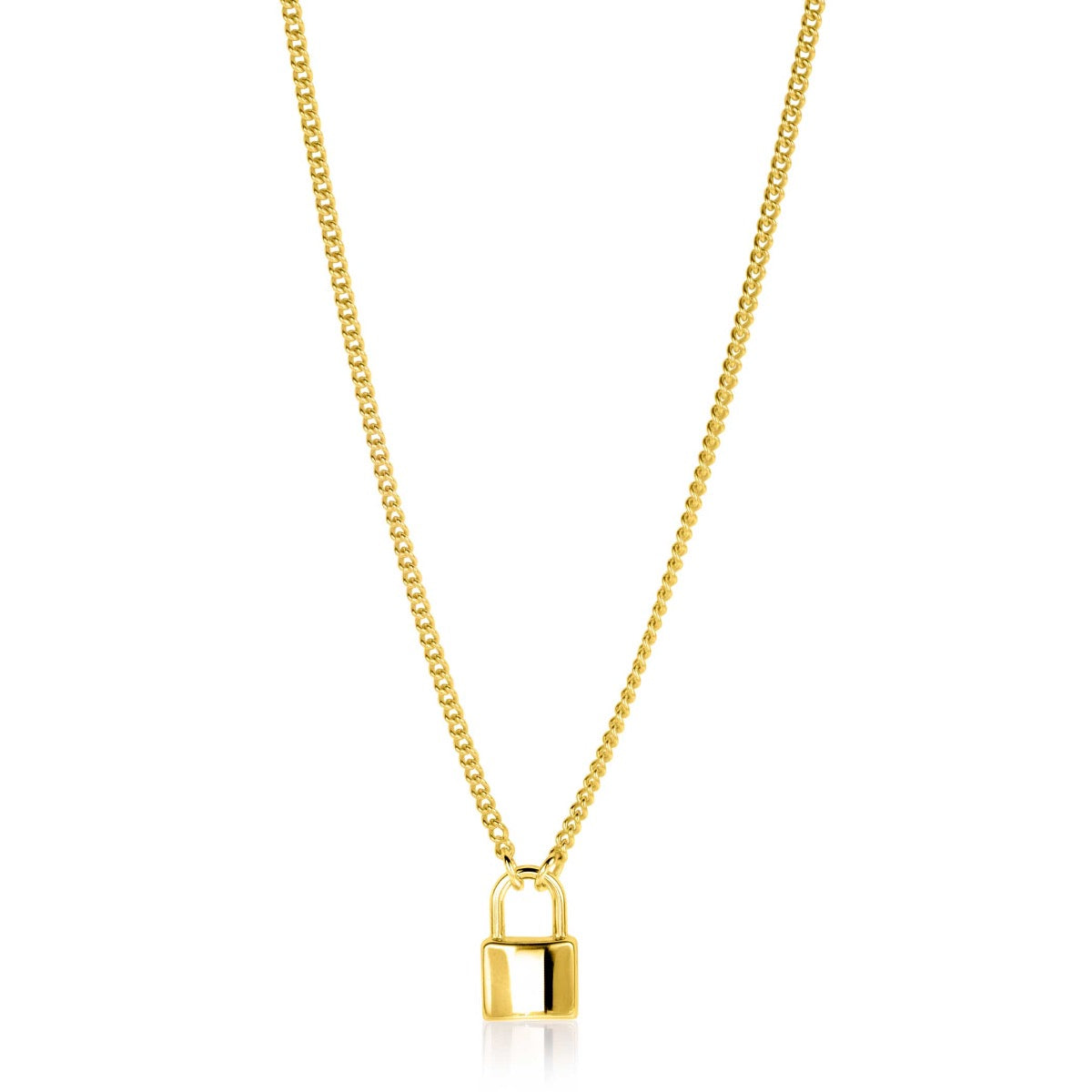 Kette mit goldplattiertem Anhänger in Form eines Schlosses und feiner Gliederkette