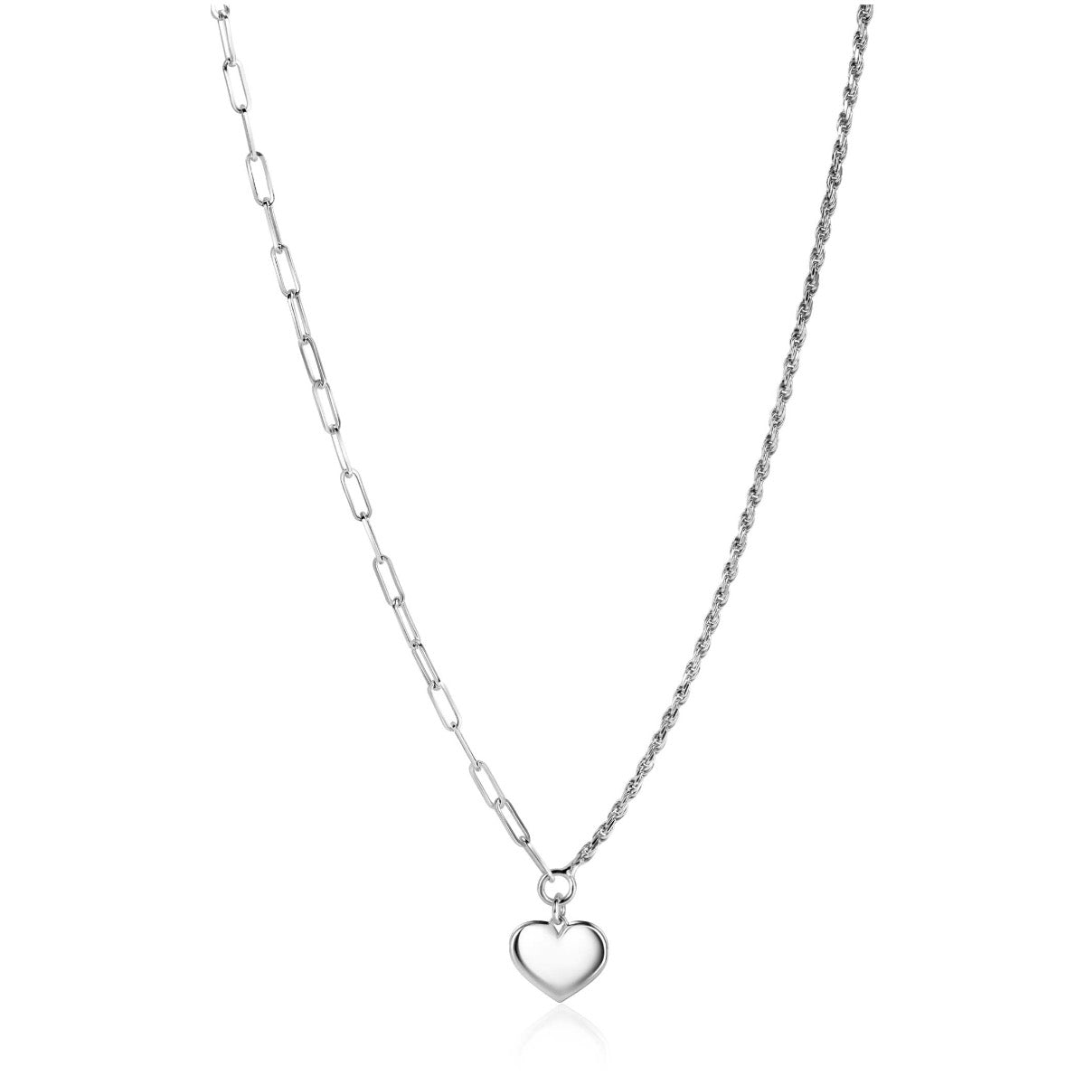 Kette aus Silber mit herzförmigem Anhänger und Gliederdesign