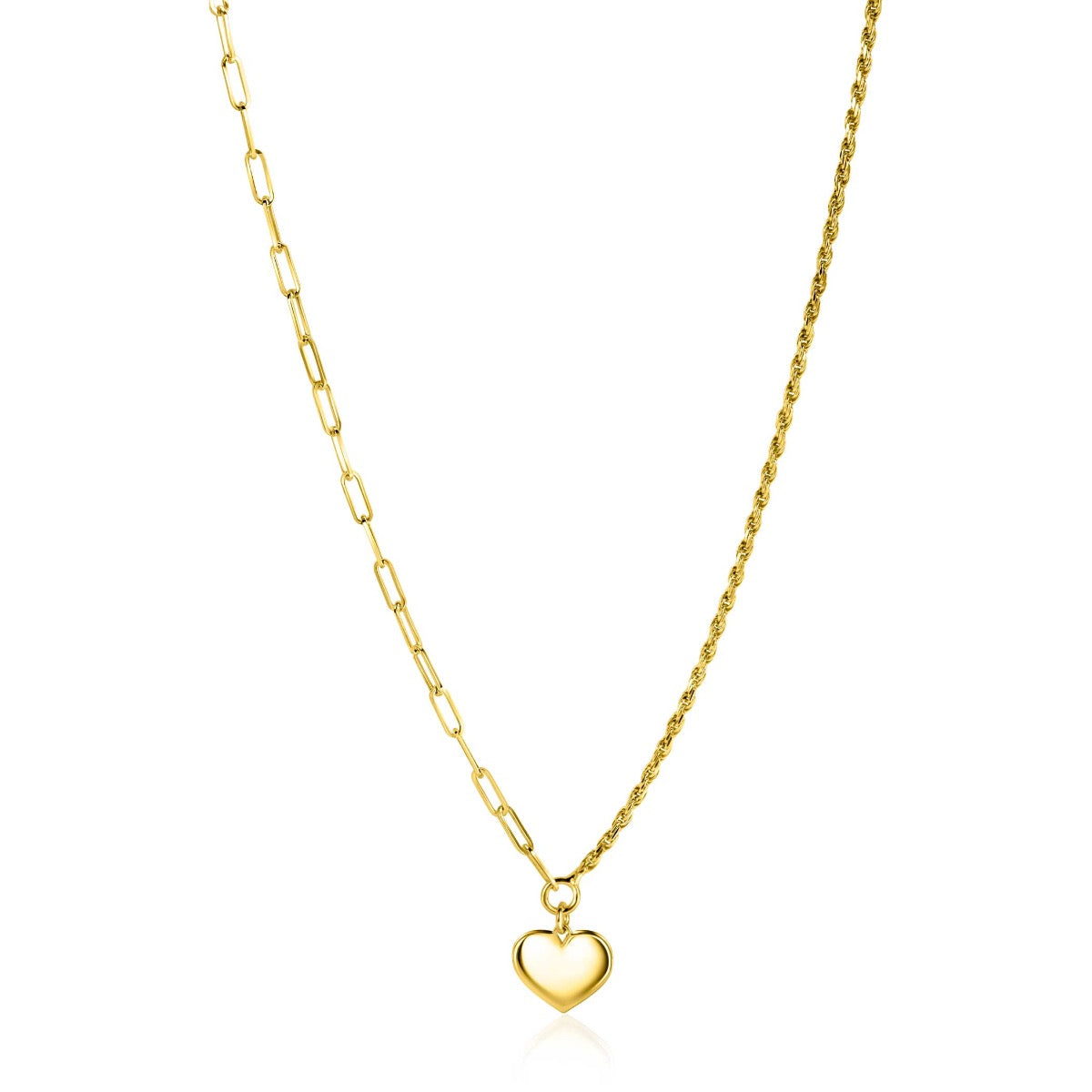 Halskette mit goldplattiertem Gliederdesign und herzförmigem Anhänger