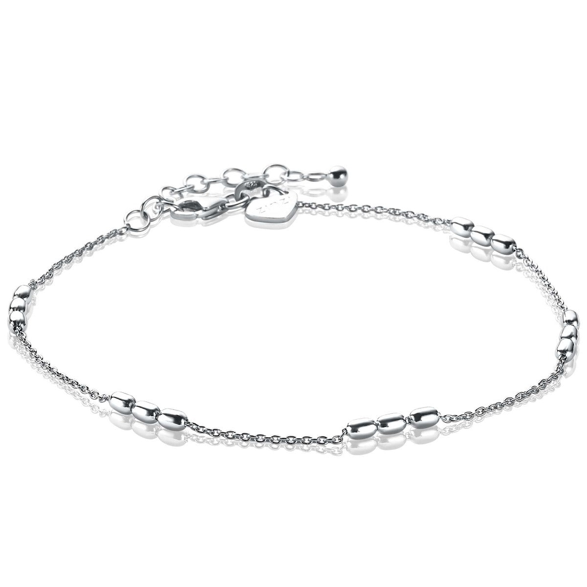 Kette aus Silber mit runden, glänzenden Elementen und feiner Gliederkette