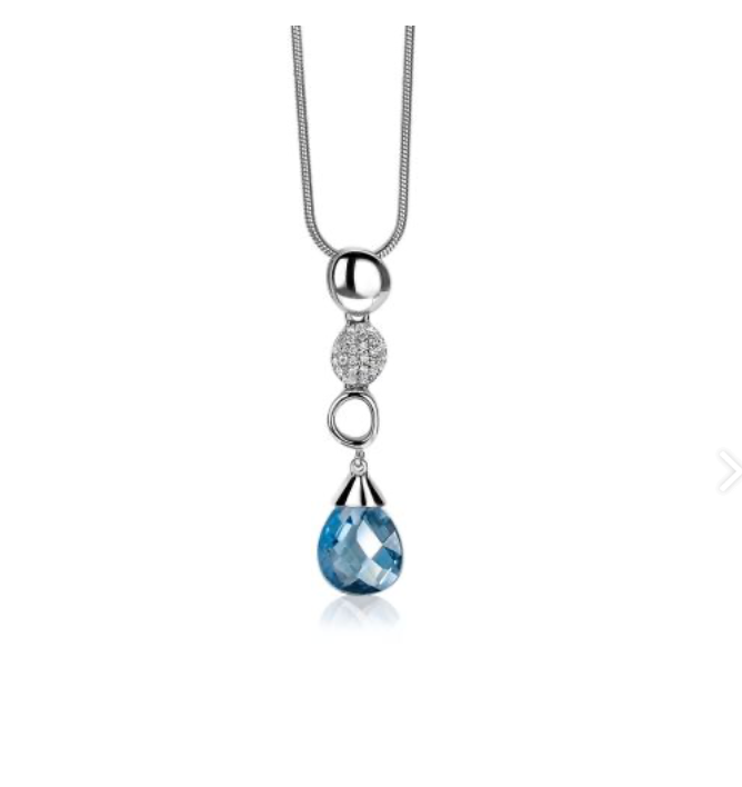 Hänger aus Silber mit blauer, facettierter Tropfen und funkelndem Element