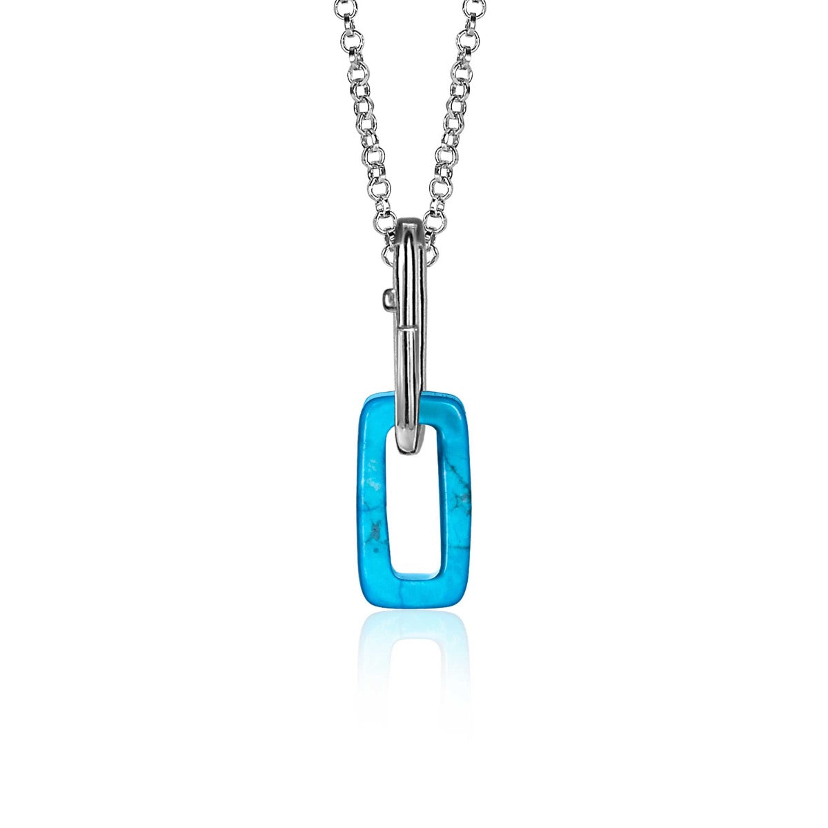 Hänger aus Silber mit rechteckigem, blauem Anhänger und feiner Kette