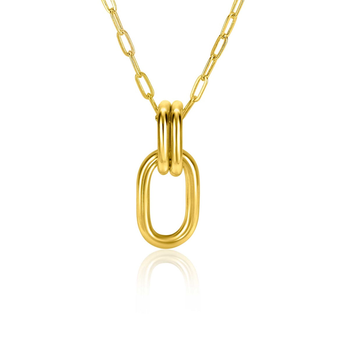Halskette mit goldplattiertem Anhänger in ovaler Form und feiner Gliederkette