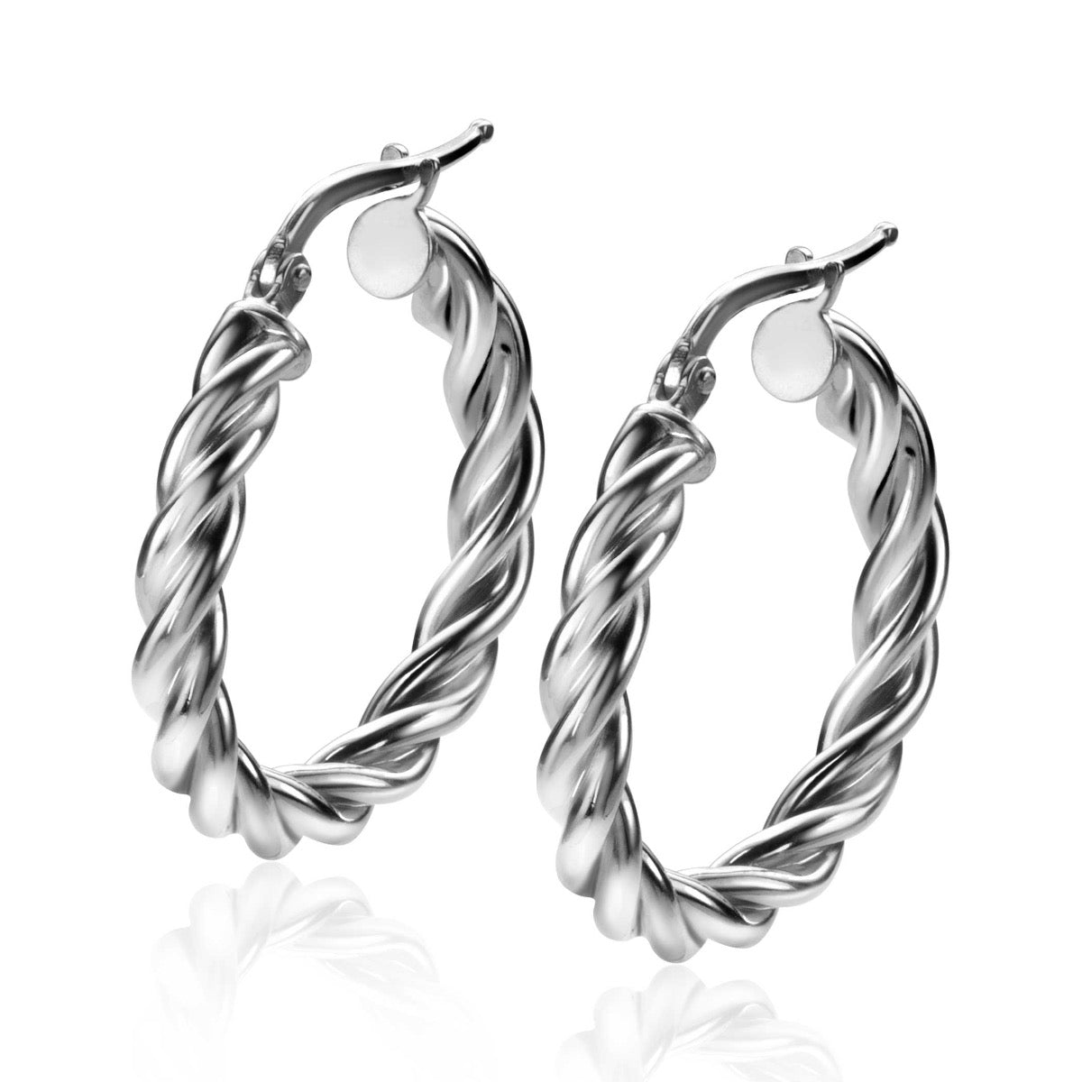Ohrringe aus Silber mit gedrehtem Design und Klappverschluss
