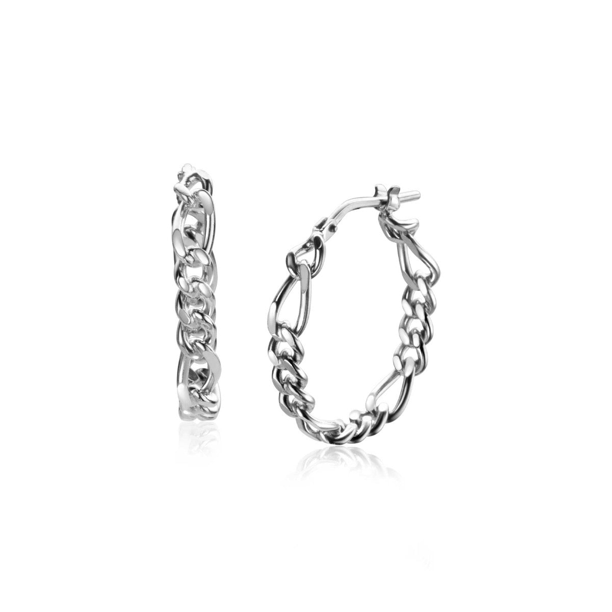 Ohrringe aus Silber mit Kettenmuster und geschlossener Form