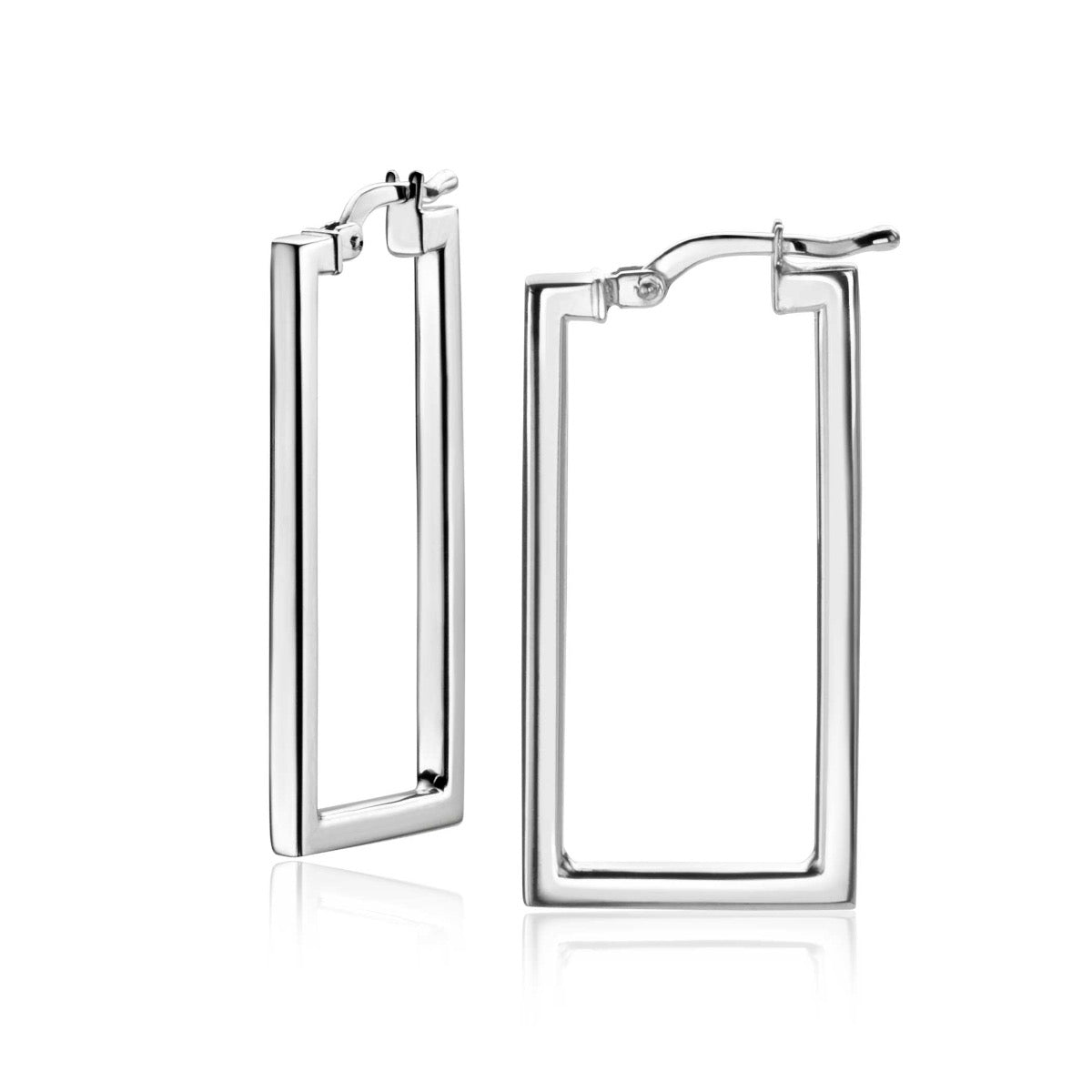 Ohrringe aus Silber in rechteckiger Form mit offenem Design und Klappverschluss